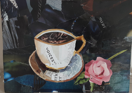 Chrissy F, Coffee time, recycled magazine collage.jpg